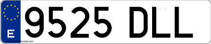 Ejemplo de matrícula de coche ordinaria 9525 DLL