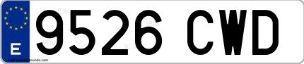 Ejemplo de matrícula española 9526 CWD