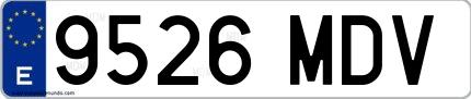 Ejemplo de matrícula española 9526 MDV