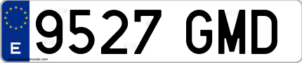 Ejemplo de matrícula de coche ordinaria 9527 GMD