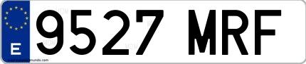 Ejemplo de matrícula española 9527 MRF
