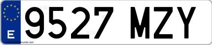 Ejemplo de matrícula española 9527 MZY