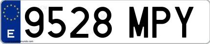 Ejemplo de matrícula española 9528 MPY