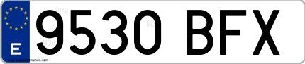 Ejemplo de matrícula española 9530 BFX