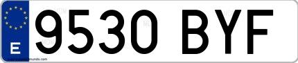 Ejemplo de matrícula española 9530 BYF