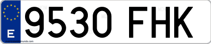 Ejemplo de matrícula de coche ordinaria 9530 FHK