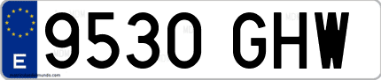 Ejemplo de matrícula de coche ordinaria 9530 GHW