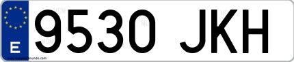Ejemplo de matrícula española 9530 JKH
