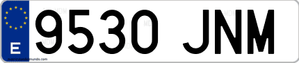 Ejemplo de matrícula de coche ordinaria 9530 JNM