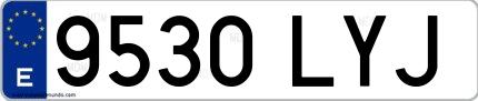 Ejemplo de matrícula española 9530 LYJ