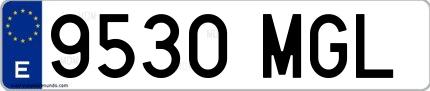 Ejemplo de matrícula española 9530 MGL