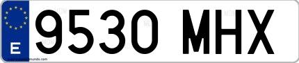 Ejemplo de matrícula española 9530 MHX
