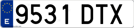 Ejemplo de matrícula de coche ordinaria 9531 DTX