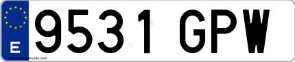 Ejemplo de matrícula española 9531 GPW
