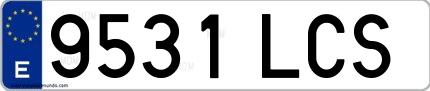 Ejemplo de matrícula española 9531 LCS