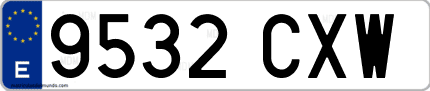 Ejemplo de matrícula de coche ordinaria 9532 CXW