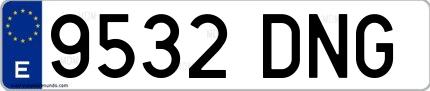 Ejemplo de matrícula española 9532 DNG