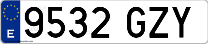 Ejemplo de matrícula de coche ordinaria 9532 GZY