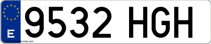 Ejemplo de matrícula de coche ordinaria 9532 HGH