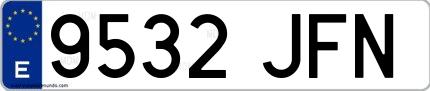 Ejemplo de matrícula española 9532 JFN