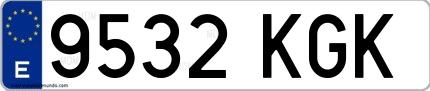 Ejemplo de matrícula española 9532 KGK