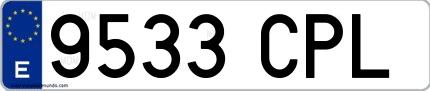 Ejemplo de matrícula española 9533 CPL