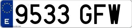 Ejemplo de matrícula española 9533 GFW