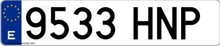 Ejemplo de matrícula española 9533 HNP