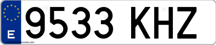 Ejemplo de matrícula de coche ordinaria 9533 KHZ