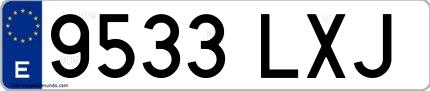 Ejemplo de matrícula española 9533 LXJ