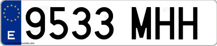 Ejemplo de matrícula de coche ordinaria 9533 MHH