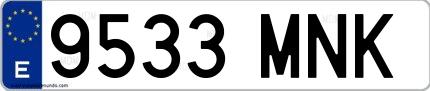 Ejemplo de matrícula española 9533 MNK