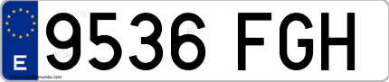 Ejemplo de matrícula de coche ordinaria 9536 FGH