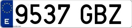 Ejemplo de matrícula española 9537 GBZ