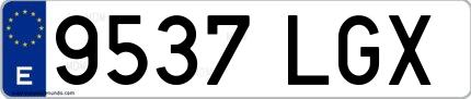 Ejemplo de matrícula española 9537 LGX