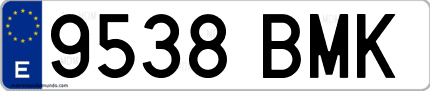 Ejemplo de matrícula de coche ordinaria 9538 BMK
