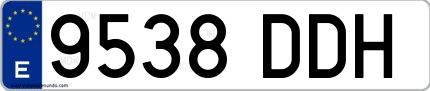 Ejemplo de matrícula española 9538 DDH