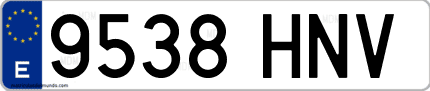Ejemplo de matrícula de coche ordinaria 9538 HNV