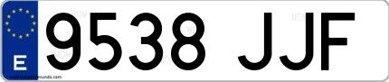 Ejemplo de matrícula española 9538 JJF