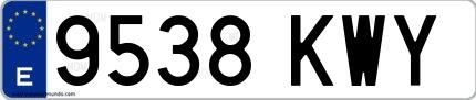 Ejemplo de matrícula española 9538 KWY