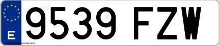 Ejemplo de matrícula de coche ordinaria 9539 FZW