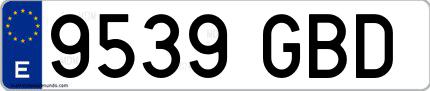 Ejemplo de matrícula española 9539 GBD