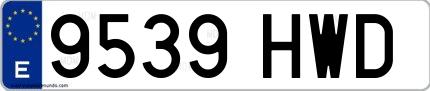 Ejemplo de matrícula española 9539 HWD