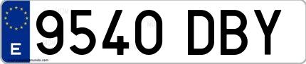 Ejemplo de matrícula española 9540 DBY