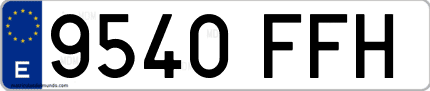 Ejemplo de matrícula de coche ordinaria 9540 FFH
