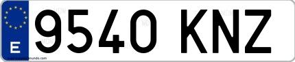 Ejemplo de matrícula española 9540 KNZ
