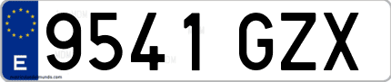Ejemplo de matrícula de coche ordinaria 9541 GZX