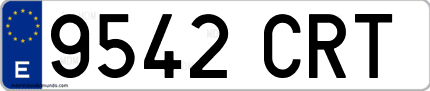 Ejemplo de matrícula de coche ordinaria 9542 CRT