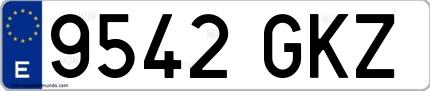 Ejemplo de matrícula española 9542 GKZ