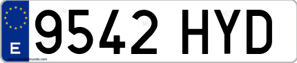 Ejemplo de matrícula de coche ordinaria 9542 HYD